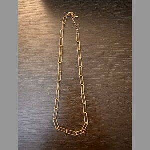 Gold Chain Link Necklace Thick Rectangle